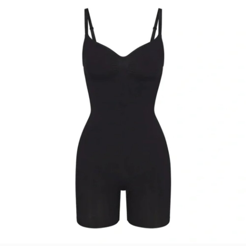 SKIMS Seamless Sculpt Mid Thigh Bodysuit Womens 2XL XXL Onyx Black Shapewear